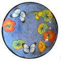 Dinner Plate with Butterflies and Nasturtium on French Blue