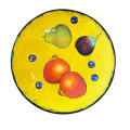 Dinner Plate with Multi-Fruit on Buttercup Yellow