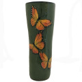 Tumbler Vase with Monarchs on Jade
