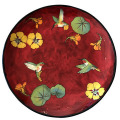 Large Platter with Hummingbirds and Nasturtiums on Cherry Cherry