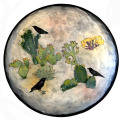 Large Platter with Ravens and Cactus on Peach Blush