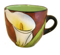 Large Cup with Lily and Monarch on Vintage Crimson