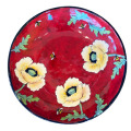 Pasta Bowl with Oriental Poppies and Bees on Cherry Cherry