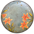Large Platter with Lillies and Bees on Turquoise