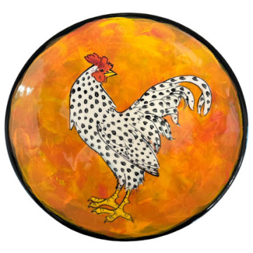 Dinner Plate with Rooster on Burnt Orange