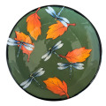 Salad Plate with Dragonflies and Leaves on Jade