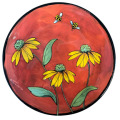 Salad Plate with Coneflowers and Bees on Frogspear