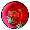 Dessert Bowl with Oriental Poppy on Cherry Cherry