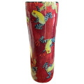 Tumbler Vase with Frogs on Vintage Crimson