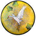 Dinner Plate with a Crane on Yellow