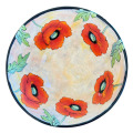 Large Serving Bowl with Oriental Poppies on Peach Blush