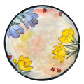 Salad Plate with Crocus and Ladybugs on Peach Blush