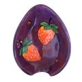 Spoon Rest with Strawberries and Ladybugs on Viva Violet
