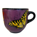 Large Cup with Swallowtail and Snapdragons on Viva Violet