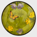 Dinner Plate with a Monarch and Crocus on Grass Green