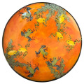 Medium Platter with Frogs on Burnt Orange
