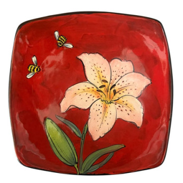 Square Salad with a Lily and Bees on Cherry Cherry
