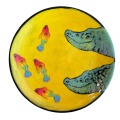 Salad Plate with Alligators and Fish on Buttercup Yellow