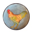 Salad Plate with a Rooster on Turquoise