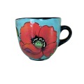 Large Cup with Oriental Poppies on Light Bermuda